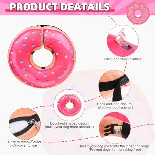 Inflatable Dog Cone Collar Alternative After Surgery (Doughnut Pink / L (Neck:16-18in))