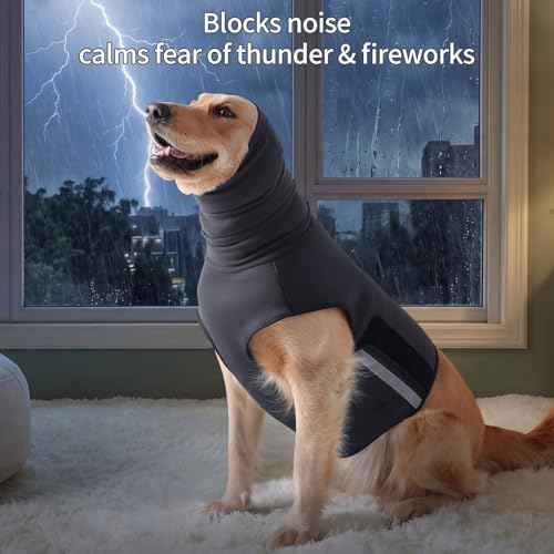Dog Anxiety Vest with Hoodie Fully Openable Calming Shirt for Dogs Breathable Thunder Jacket for Stress Relief Storm and Firework Anxiety Relief (Grey / Small)