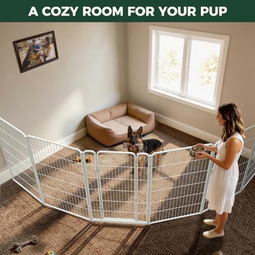 Homeplus Indoor Dog Playpen with Fence (White / 45"H)