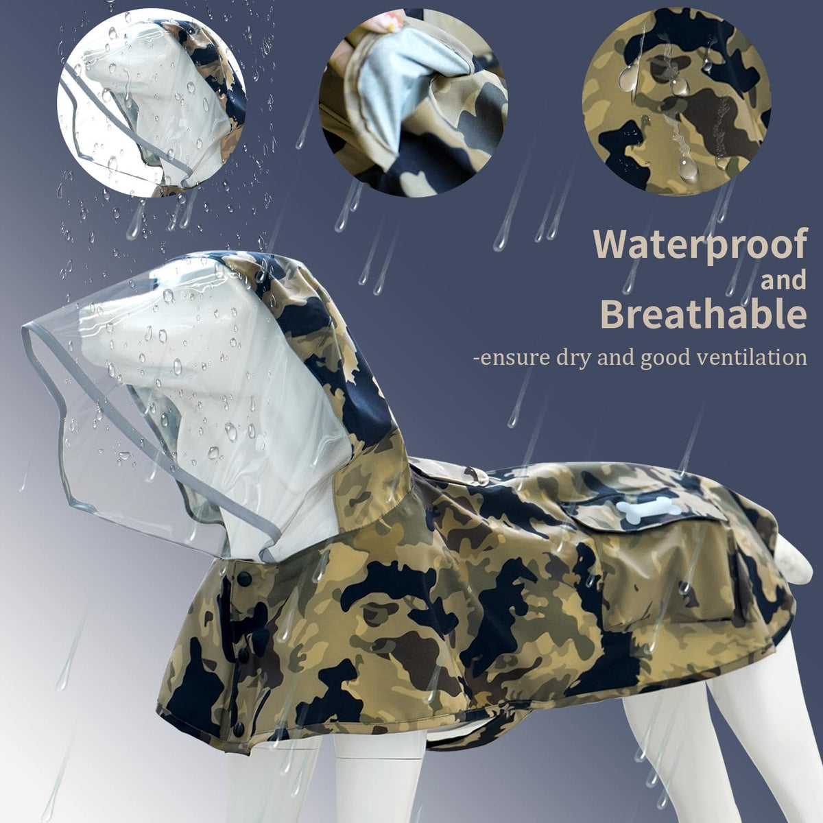 Waterproof Dog Raincoat (Camo / Small)