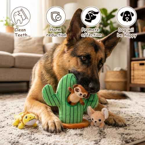 Squeaky Hide and Seek Dog Toys for Small and Medium Dogs (Cactus)