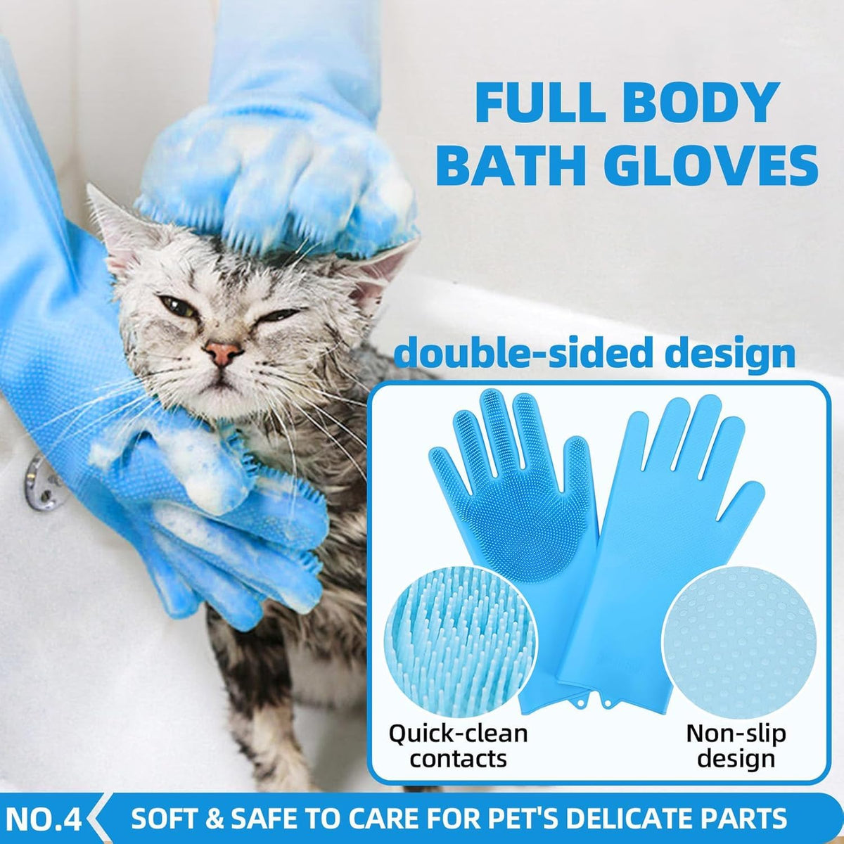 Bath Grooming Kit with Hair Brush (6-Bath-Blue)
