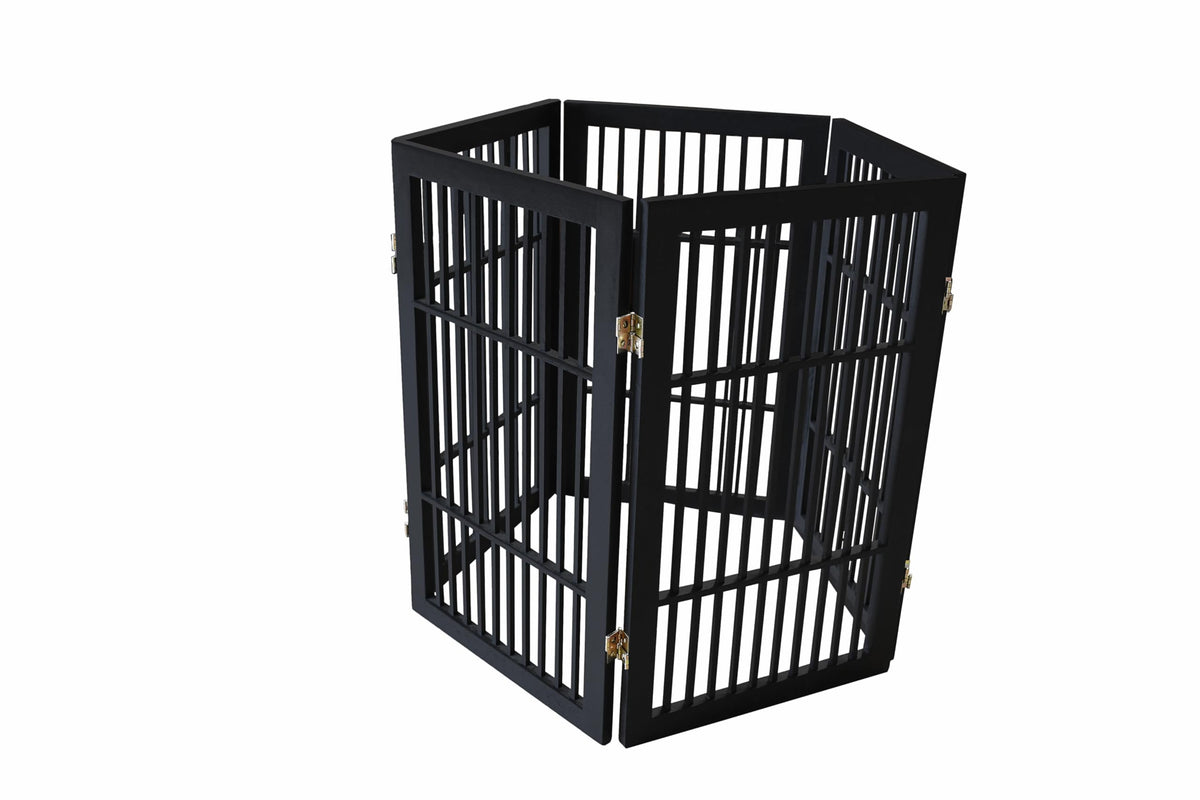 Pet Dog Gate Freestanding (5 Panel 30" Tall / Black Pet Gate)