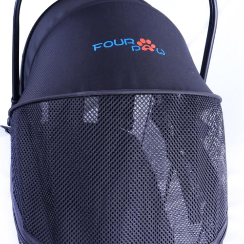Full Window pet Stroller with Detachable Carrier (with Detachable Basket / Black)