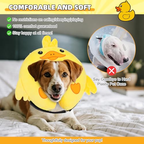 Inflatable Dog Cone Collar Alternative After Surgery (Duck Yellow / L (Neck:16-18in))