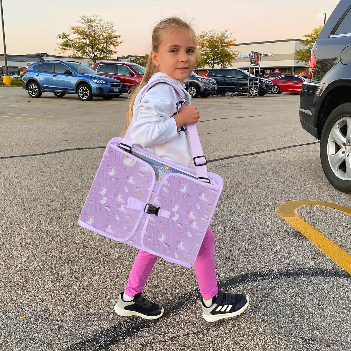 Kids Travel Tray for Car Seat (ColorfulRabbit Purple)