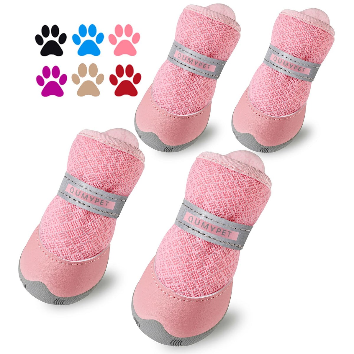 Dog Shoes for Small Dogs Hot Pavement Puppy Dog Boots & Paw Protectors (Pink / size 2: 1.59"x1.18"(L*W))