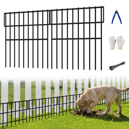 46 Panels Animal Barrier Fence (Black / 46 Panels-65.2ft(L)x13in(H))