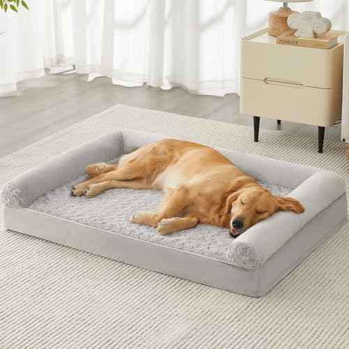 Orthopedic Washable XXL Dog Bed for Senior Dog Cozy Sleep (54"l x 36"w x 7"th / Light Grey)