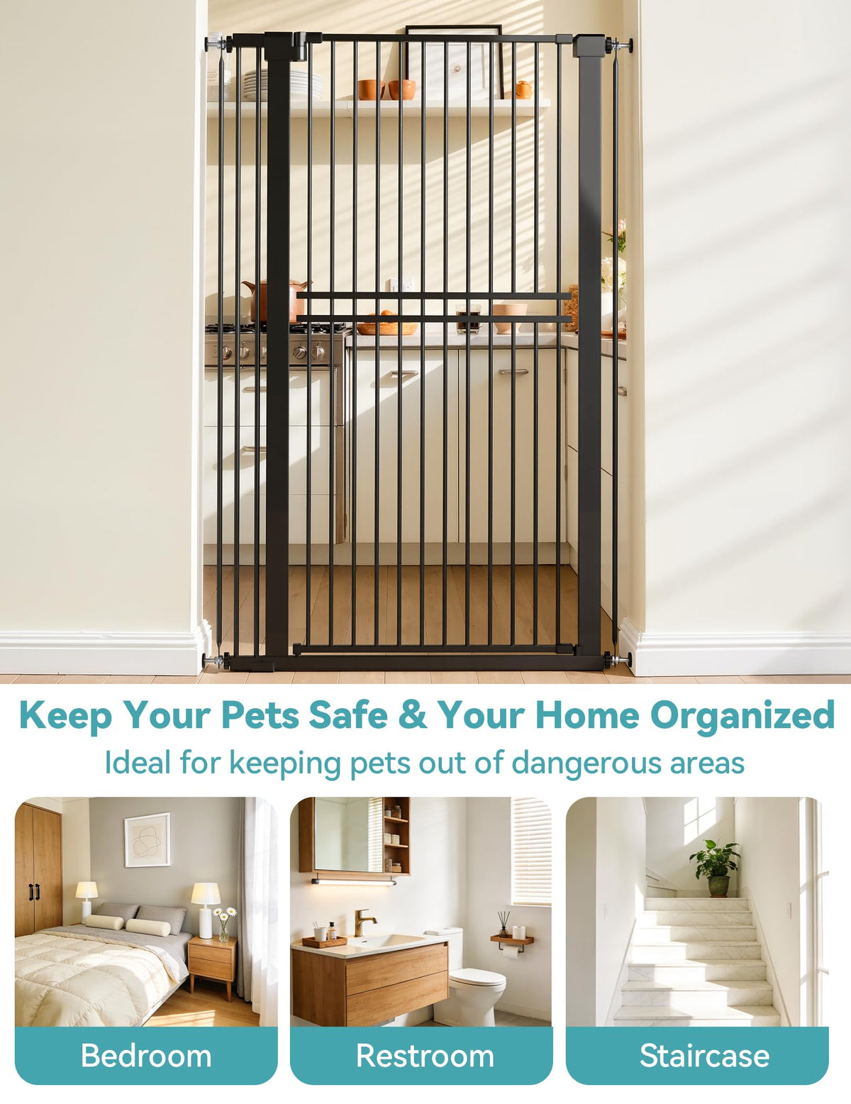 55" Extra Tall Pet Gate (Black - S10 / 55" Tall, 31.5-48" Wide)