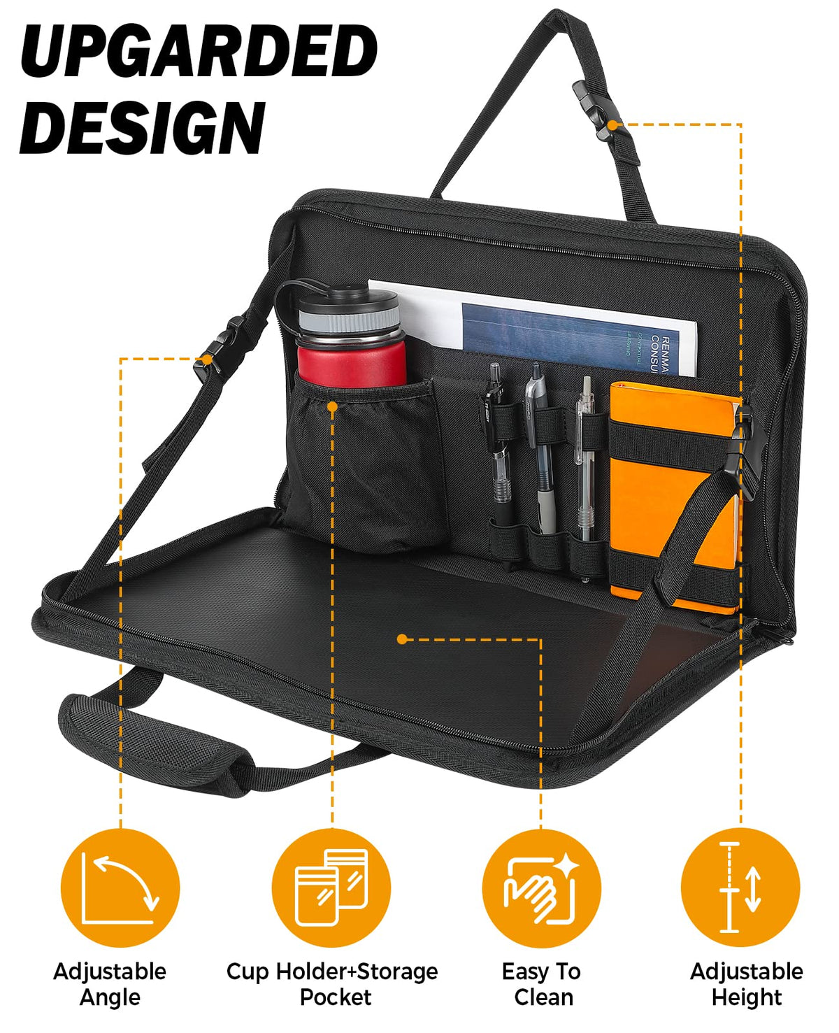 3 in 1 Steering Wheel Eating Tray Upgraded (Black / Small)