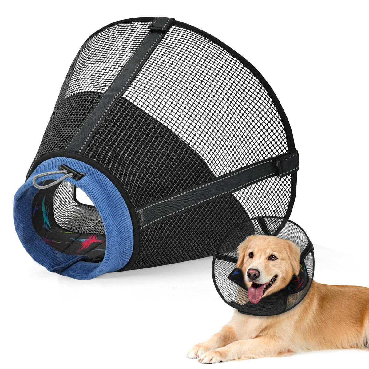 Dog Cone Collar Soft to Stop Licking Surgery Recovery Alternative (Colorful / L(Depth: 9.8in, Girth: 13.9-17.3in))