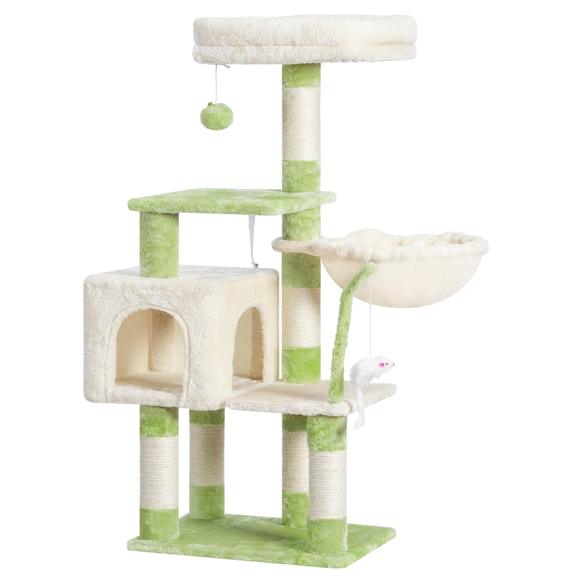 Cat Tree with Toy (Green and Beige / 43.3 inch)
