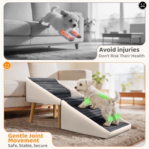 Dog Stairs for Small Dogs (Beige / 17in Couch)