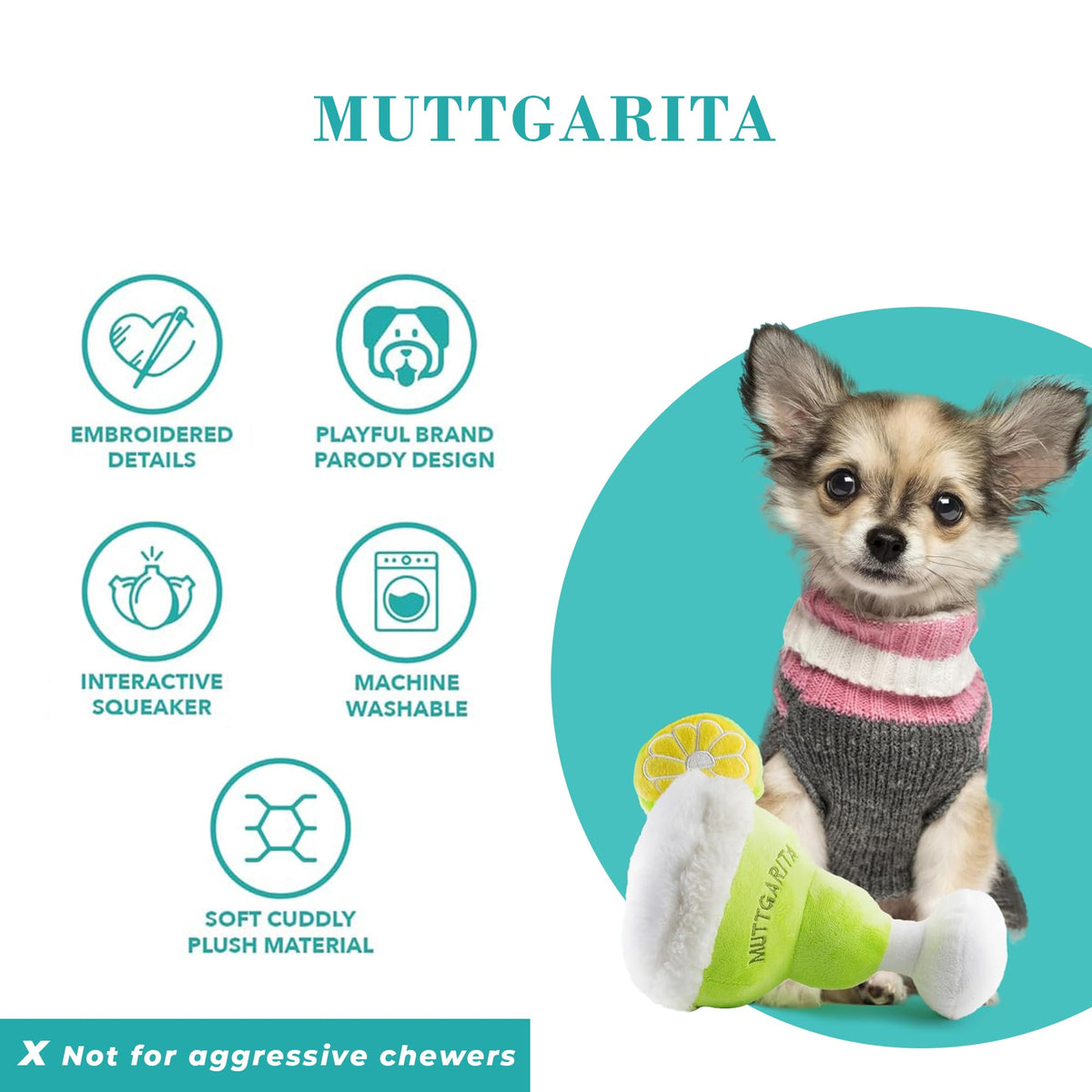 Muttgarita Plush Dog Toy (Muttgarita (Yellow Green))