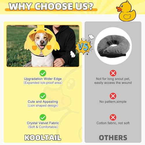 Inflatable Dog Cone Collar Alternative After Surgery (Duck Yellow / L (Neck:16-18in))