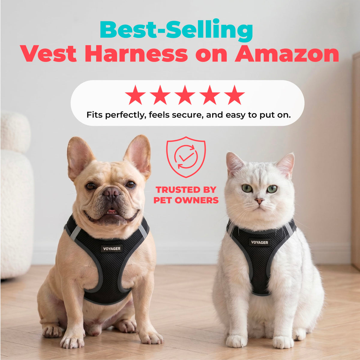 Voyager Step in Air Dog Vest Harness (Black / XL (Chest: 20.5 - 23"))
