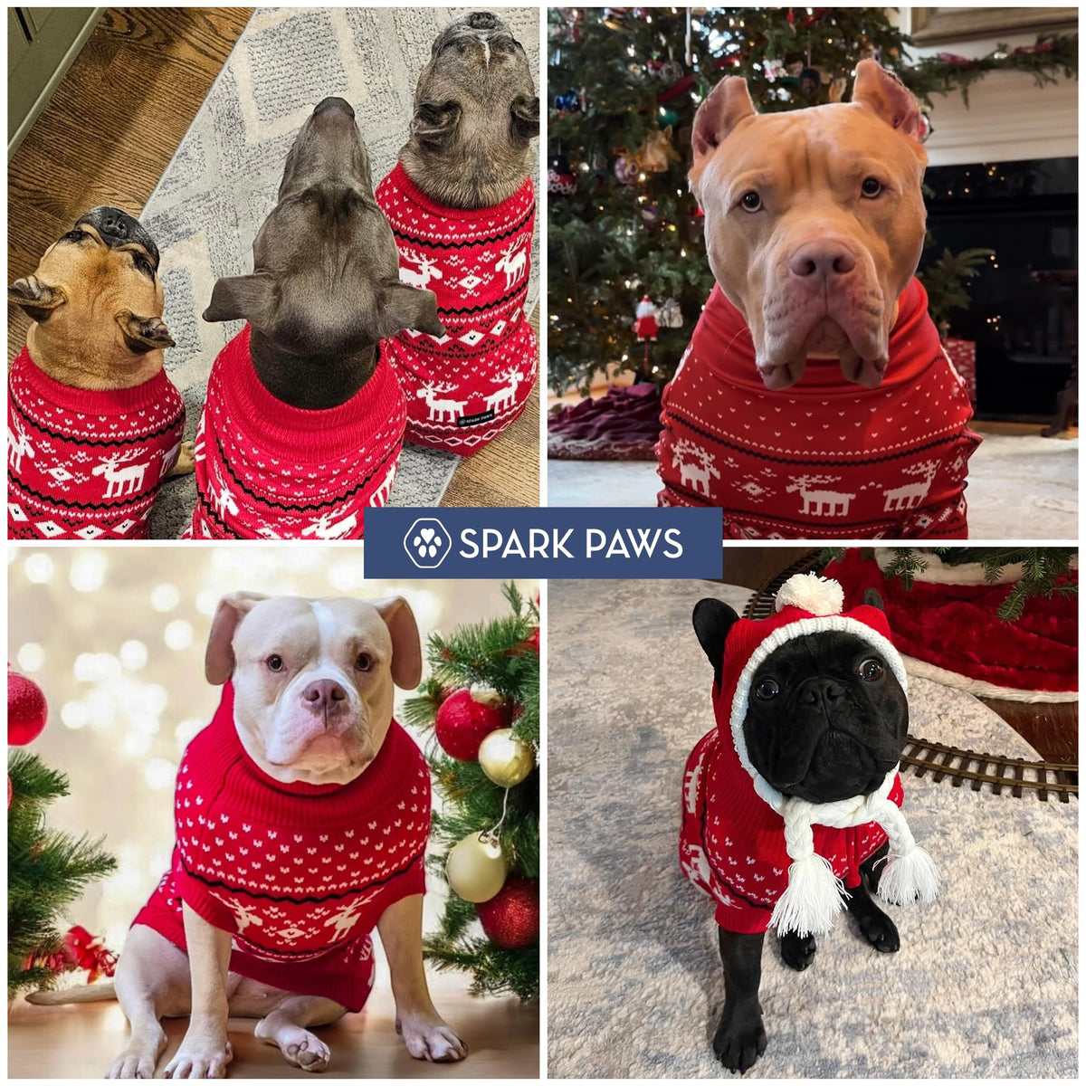 Christmas Knit Dog Sweater (Dasher Red / Large)
