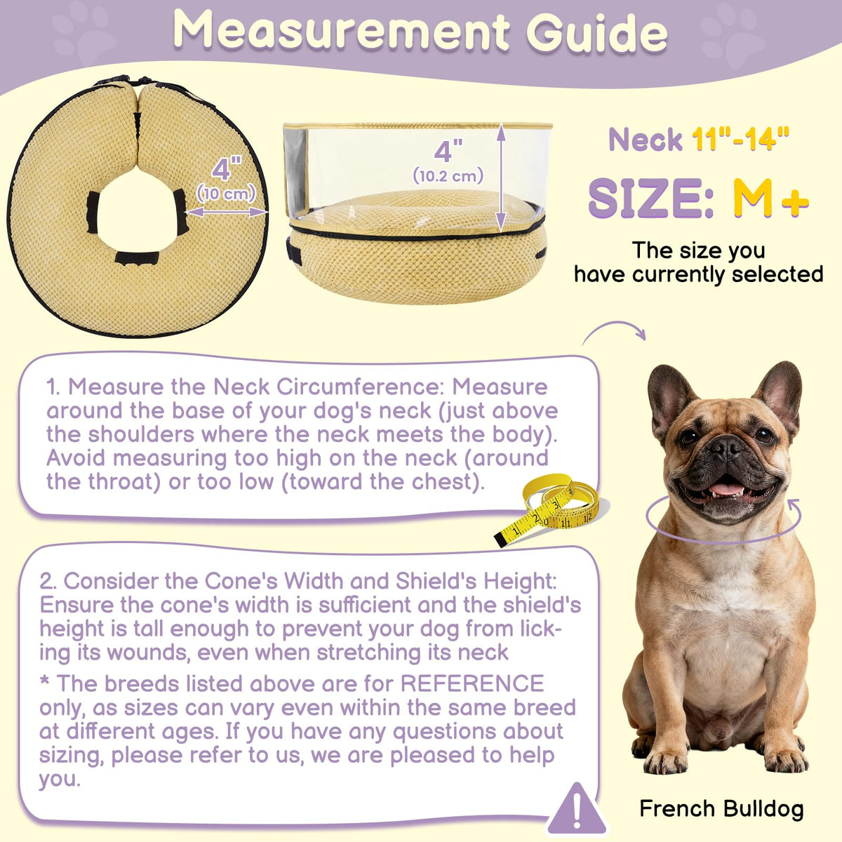 Inflatable Dog Cone with Clear Shield for Added Coverage (Khaki / M+ (Neck: 11"-14"))