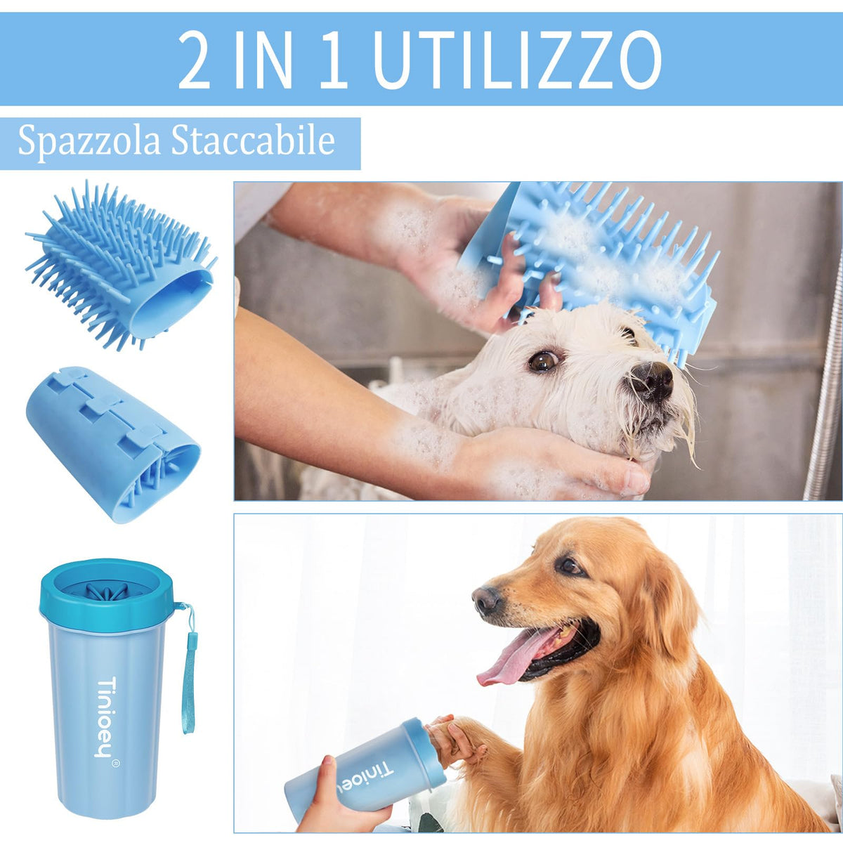 Large Breed Dog Paw Cleaner (Large / Blue)