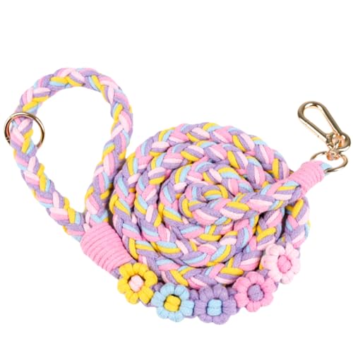5FT Braided Cotton Rope Leash for Small (Sugar Petals)