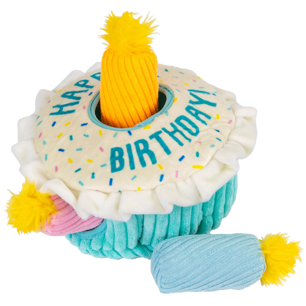 Hide-A-Birthday-Cake Plush Squeaky Dog Toy, 7.5" x 4.7"