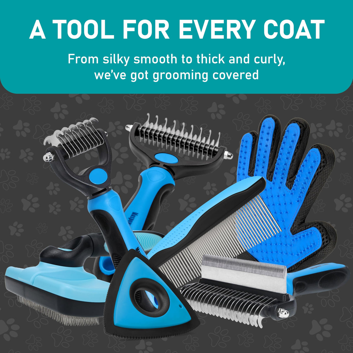 Dog Brush for Shedding (B1 - Rake, Gloves & Comb / Large)