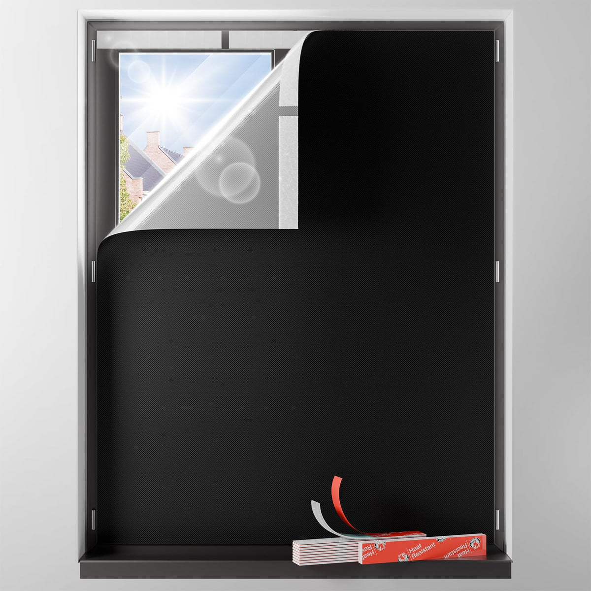 Blackout Curtains for Bedroom Portable 100"x70" Blackout Shades (Black / 100"W x 70"H)