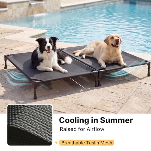 2 Pack Cooling Elevated Dog Bed (42.0"L x 30.0"W x 7.0"Th / 2Packs - Black (Connectable))