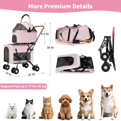 Double Pet Stroller (Pink)