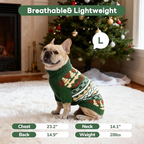 Ugly Christmas Dog Sweater with Leash Hole (Medium / Green)