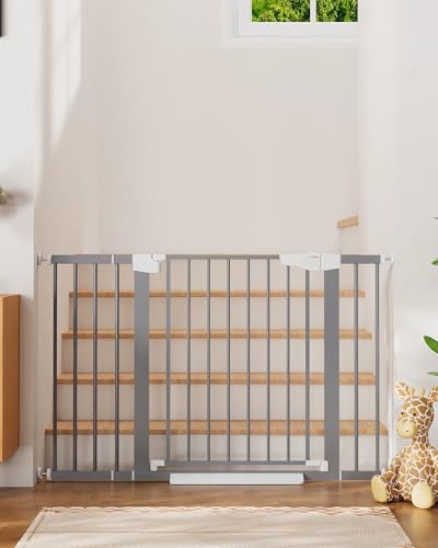 29.7 48 in Baby Gate for Stairs (Gray / 29.7-48"W x 30.5"H)