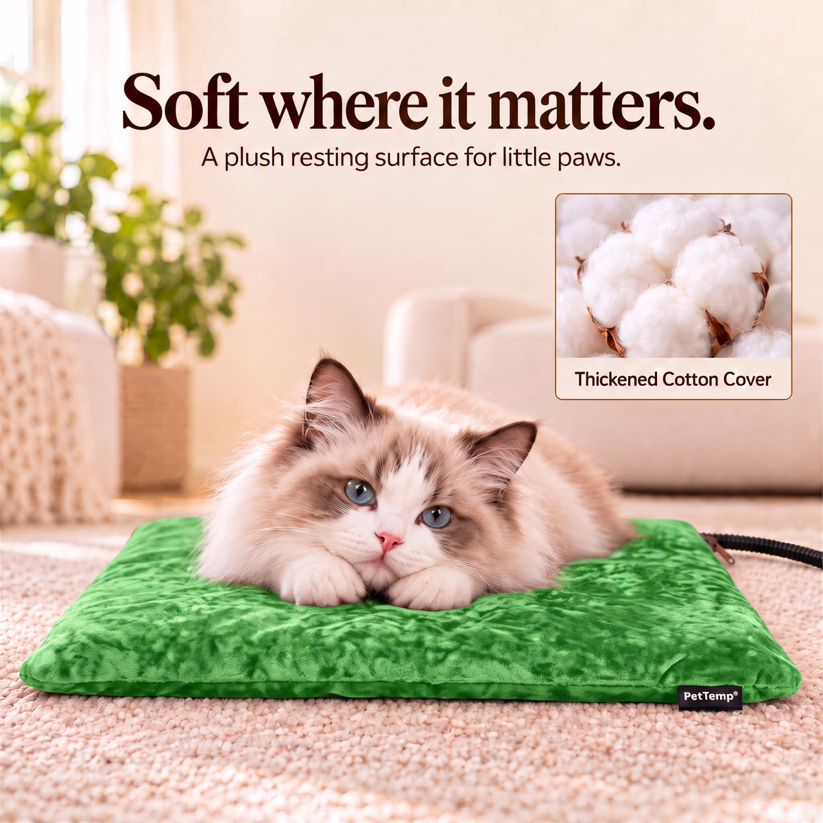 Dog Heating Pad (Grass Green / Medium: 20" x 16" x 1.6")