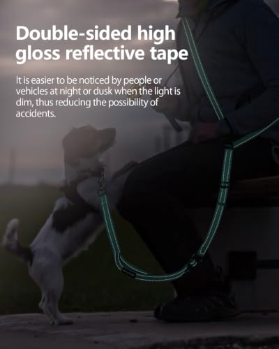 Hands Free Dog Leash with Seatbelt Set (Green / 71-114‘’)