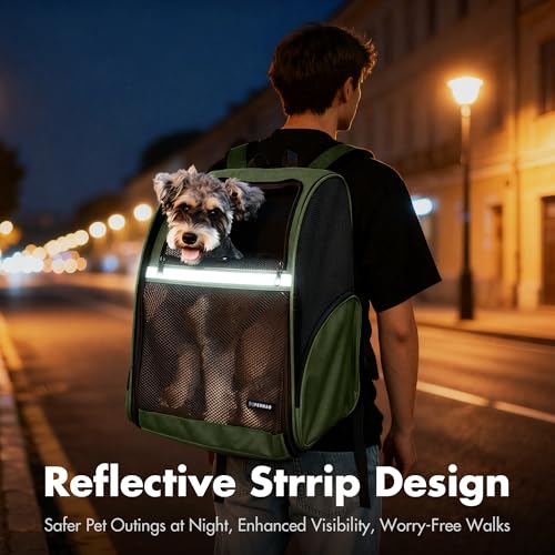 Pet Backpack Carrier (DarkGreen / X-Large)