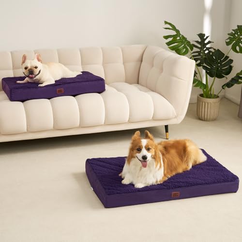 Orthopedic Dog Bed Extra Large with Removable Washable Cover (47*29*3.5 inches / Purple)
