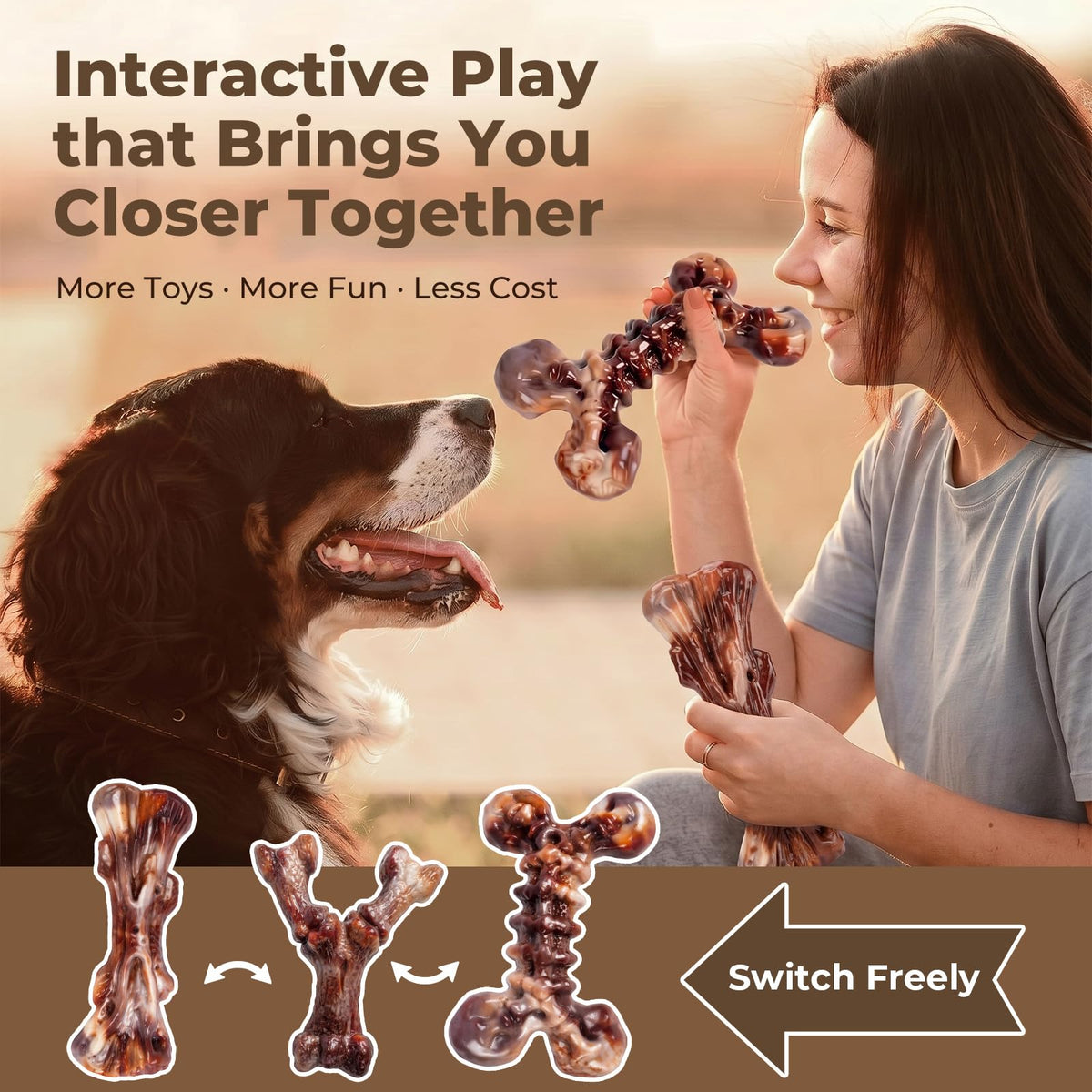 6-Pack Multi-Flavored Tough Dog Chew Toys for Aggressive Chewers