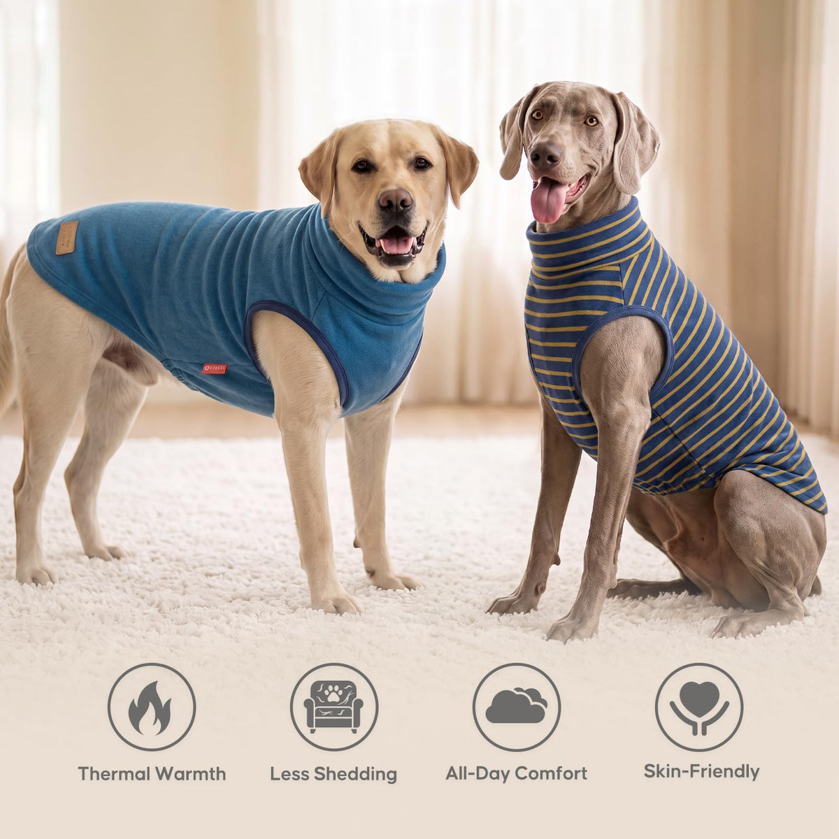 2Pack Dog Sweater for Large Dogs Soft Pet Coats Fleece Sweatshirt (XXX-Large (55-75lbs) / 2# Stripe+Navyblue)
