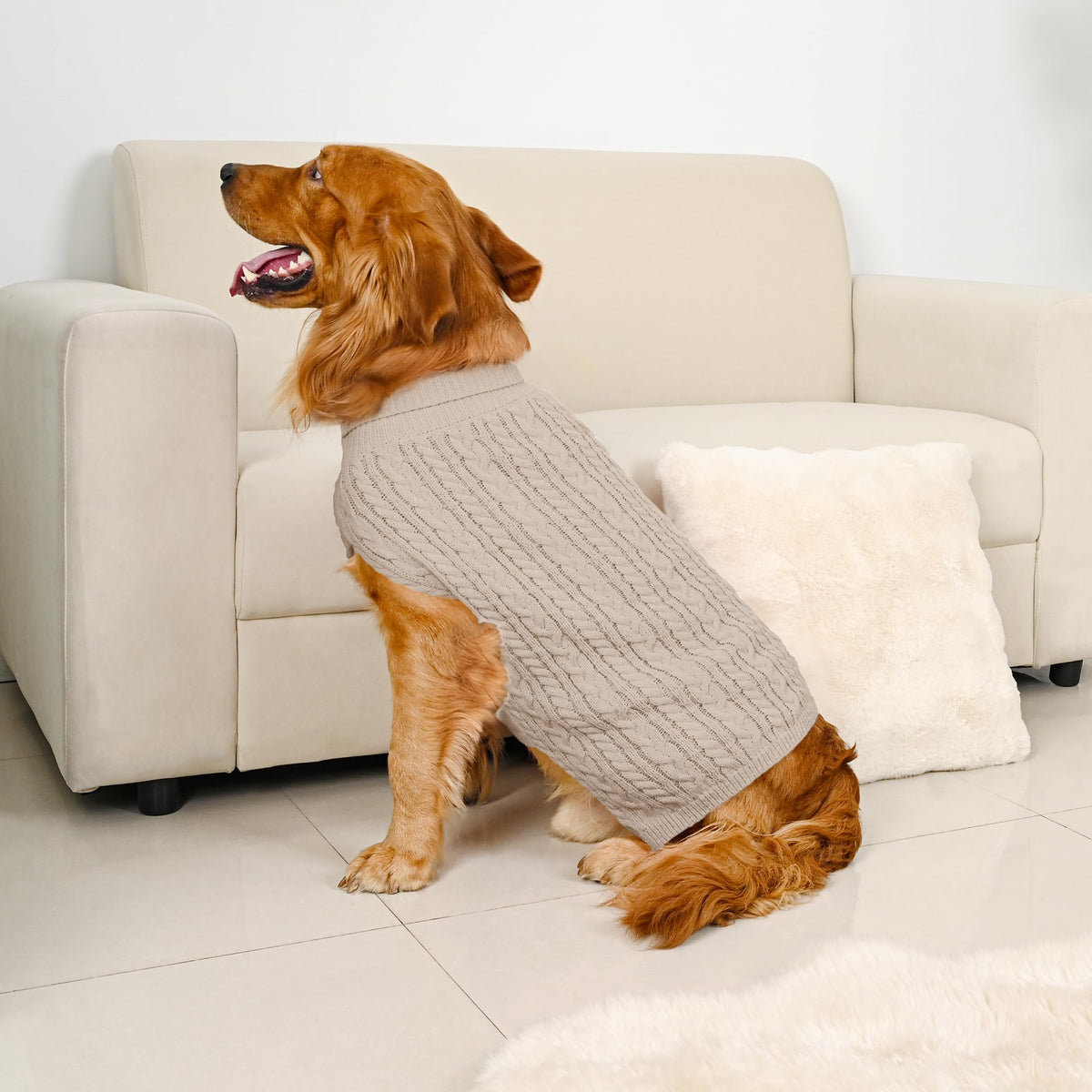 Dog Sweater 2 Pack for Large Dogs (Oatmeal & Brown / XX-Large)