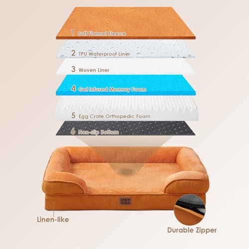 Orthopedic XXL Dog Bed (Pumpkin Orange / 46.0"l X 35.0"w X 7.5"th)