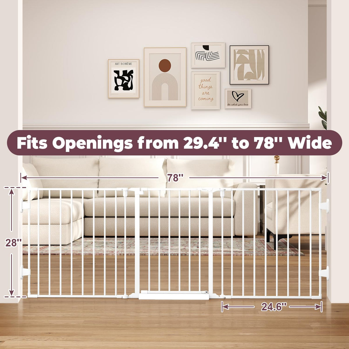29.4 78" Extra Wide Baby Gate (White / 78" Wide)