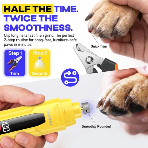 Whisper Quiet Dog Nail Grinder 50% More Powerful for Sensitive Dogs Cats