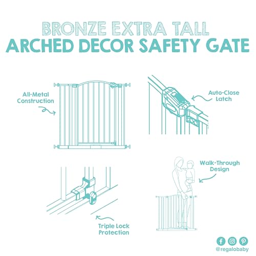 Safety 36" Extra Tall Arch Baby Gate (Bronze - 30-35"w X 36"h)