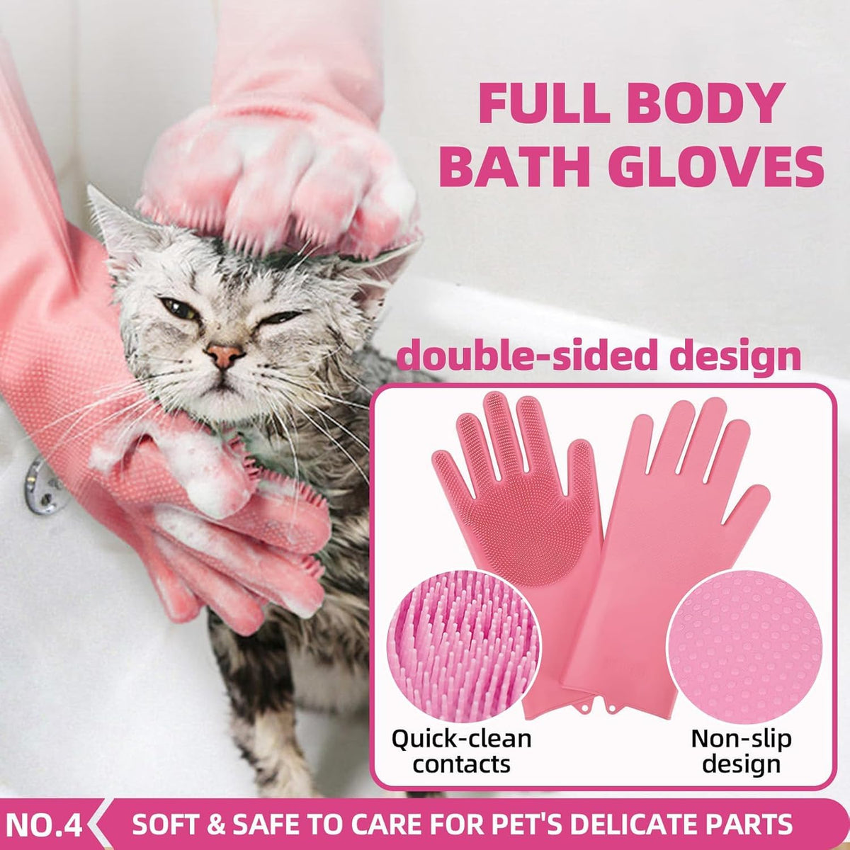 Bath Grooming Kit for Pets (6-Bath-Pink)