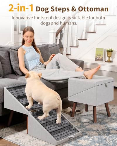 Dog Ramp for Couch Ottoman 2 (Light Grey)