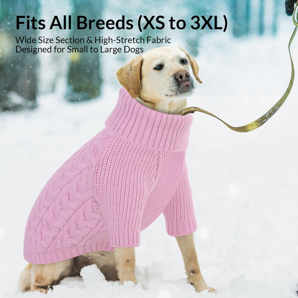 XXXL Dog Christmas Sweater Warm Soft Cable Knit Dog Sweater (XXX-Large / Lilac)