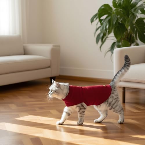 Cat Sweater Warm Fleece Pet Clothes for Cats Only (Burgundy / Small)