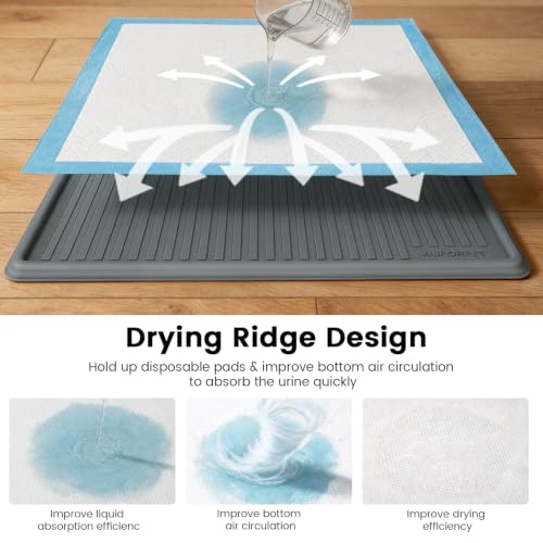 Dog Pee Pad Holder Tray (22"L x 22"W / Dark Gray)