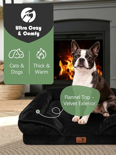 Orthopedic Dog Bed with Sides (24.0"L x 18.0"W x 6.0"Th / Black)