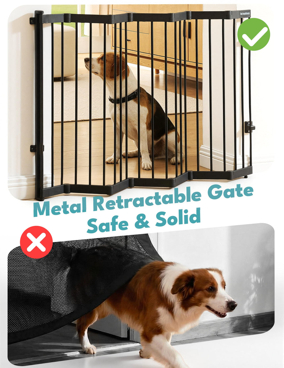 Retractable Safety Gate (Black / 38" Wide, 36" Tall)